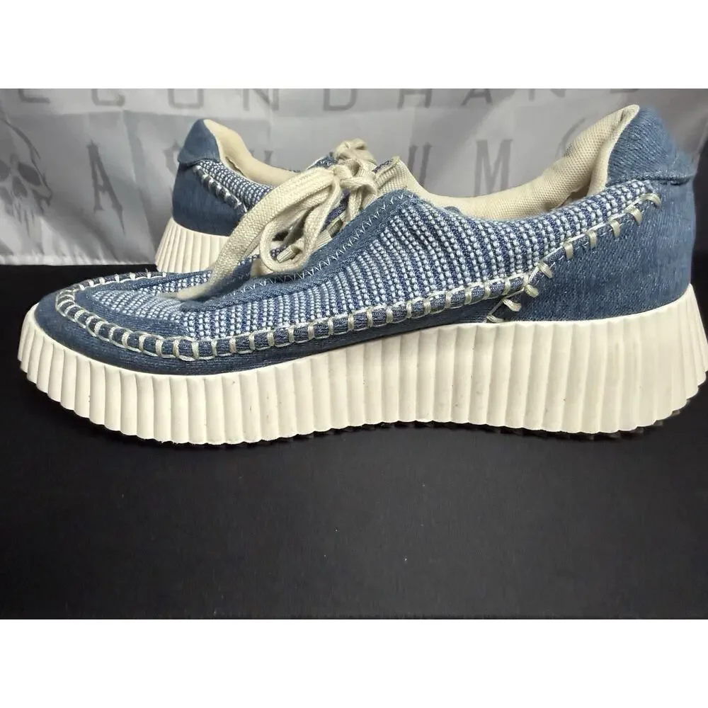Dolce Vita Dolan Platform Sneakers Blue Denim Knit Colorway Women’s 11 MRSP $150